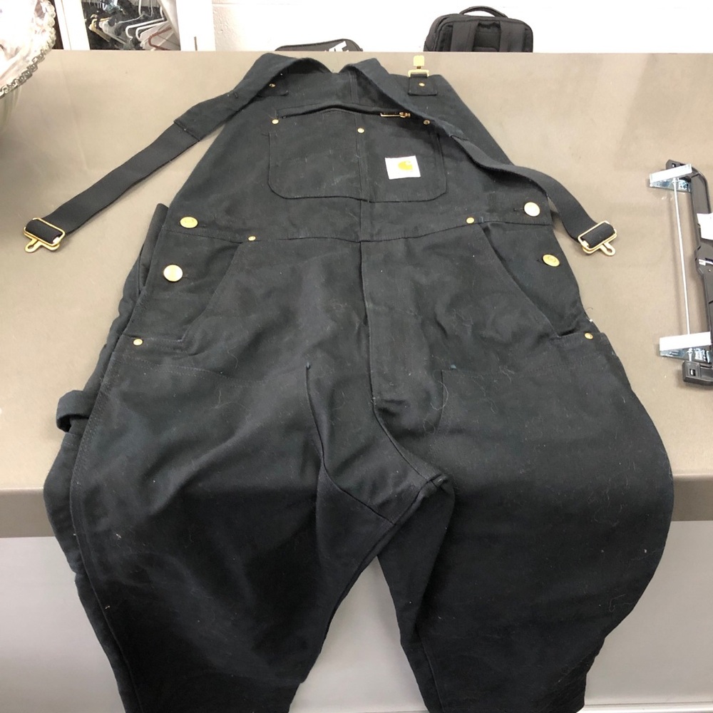 Carhartt Black Canvas Bib Overalls with Brass Hardware